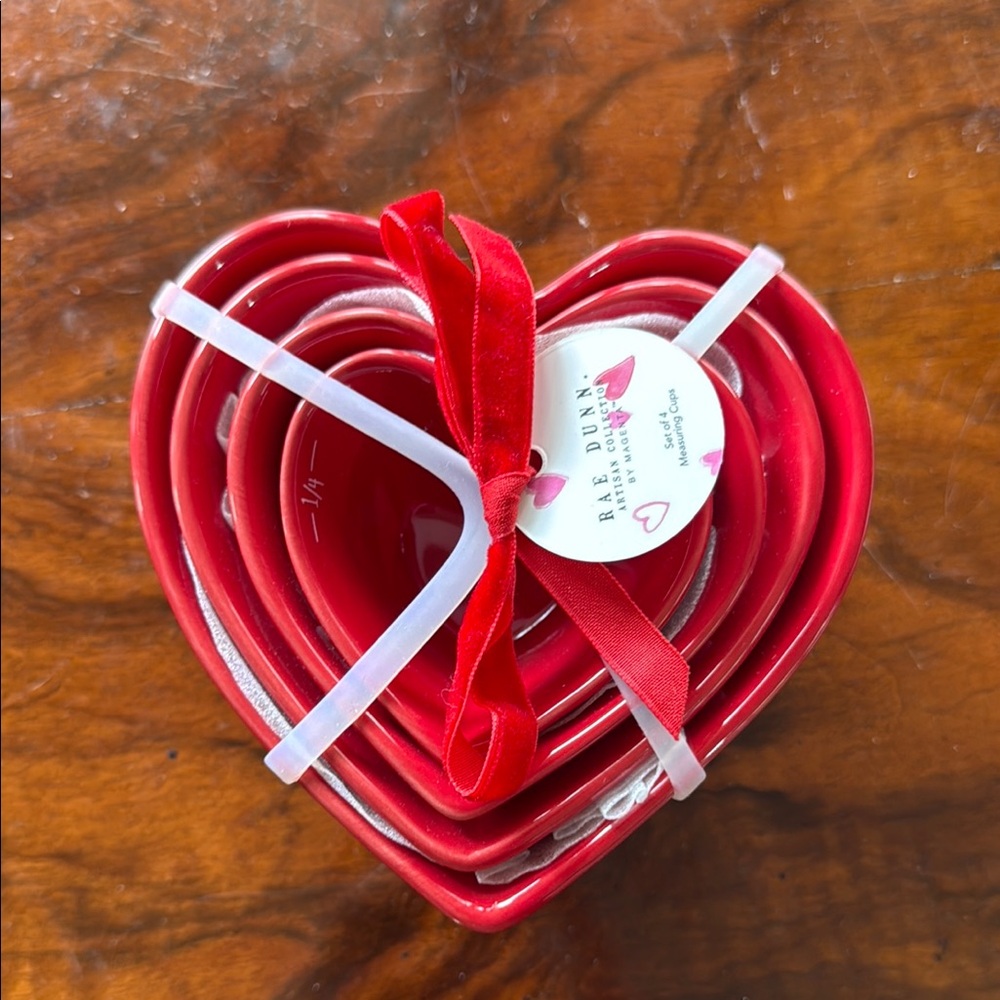 Rae Dunn Red Heart-Shaped Measuring Cups set of 4
